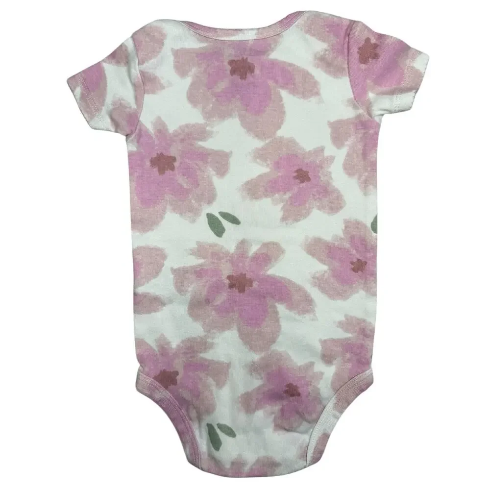 Carters Bodysuit Matching Outfit Baby Girl Flowers Green Purple 6-9 Months